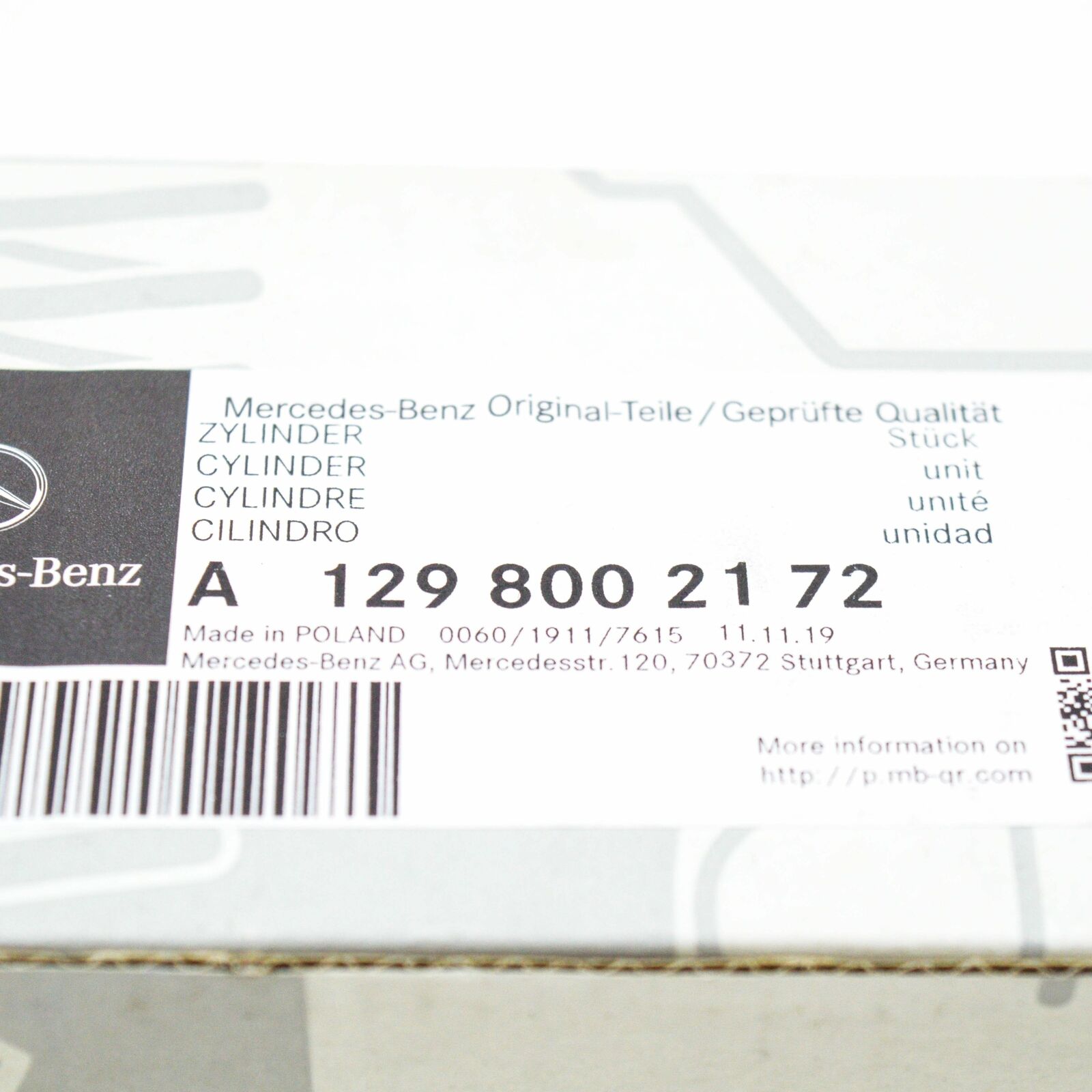 NEW MB SL R129 FOLDING TOP HYDRAULIC SYSTEM CENTRAL CYLINDER A1298002172