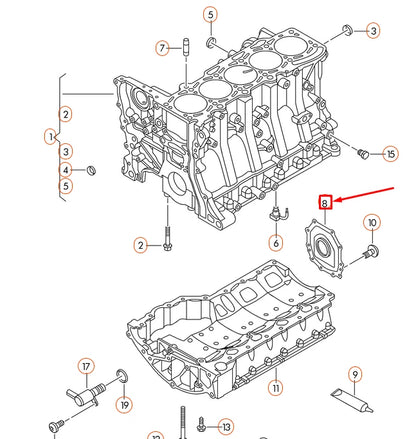 NEW VOLKSWAGEN BEETLE A5 FRONT CRANKSHAFT SEALING FLANGE 07K103151C ORIGINAL