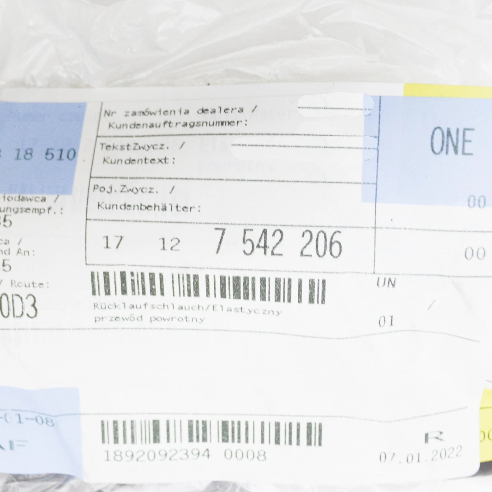 NEW BMW 5 E60 COOLING SYSTEM WATER RETURN HOSE 17127542206 ORIGINAL