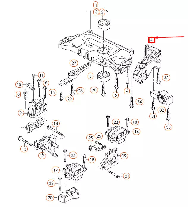 NEW AUDI A3 8P ENGINE MOUNTING SUBFRAME RIGHT CONSOLE 1K0199296J ORIGINAL