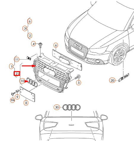 NEW AUDI A1 8X FRONT BUMPER RADIATOR GRILLE 8X0853651ALZ