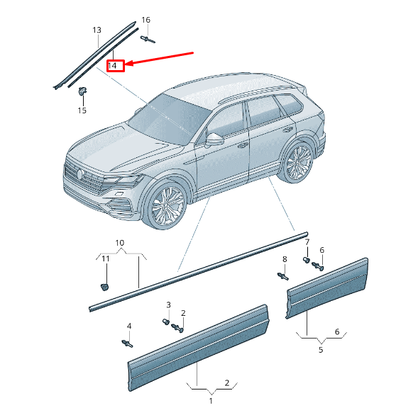 new vw touareg cr left retaining strip 760854541 original