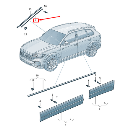 new vw touareg cr left retaining strip 760854541 original