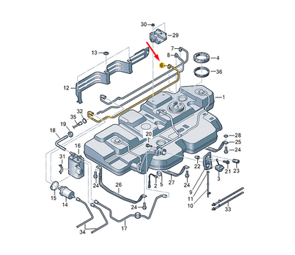 new vw transporter vi t6 fuel return line 7e0201360f original