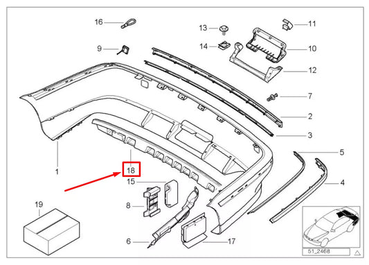 NEW BMW 5 E39 REAR BUMPER INSERT 51128174878 8174878 ORIGINAL