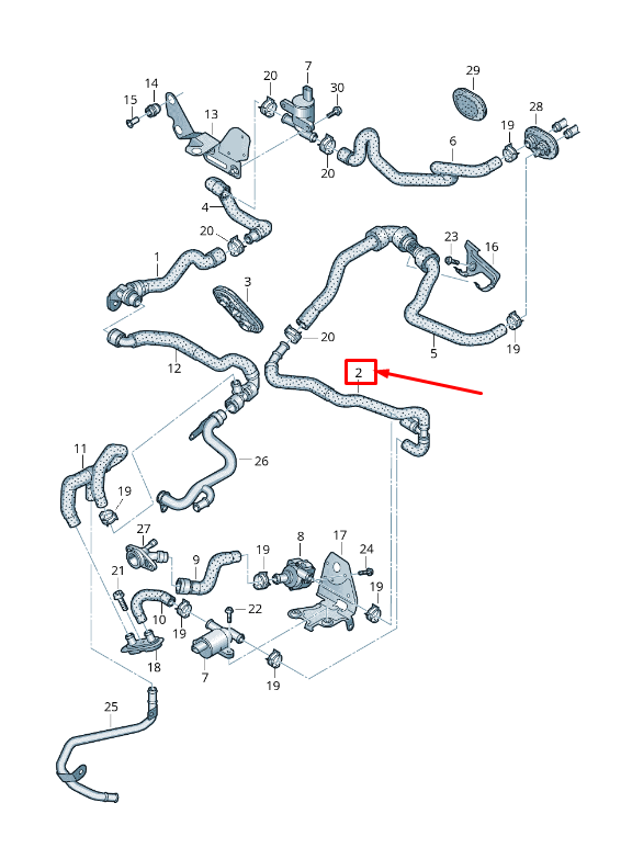 new audi a8 4h front engine coolant hose 4h0819378h original