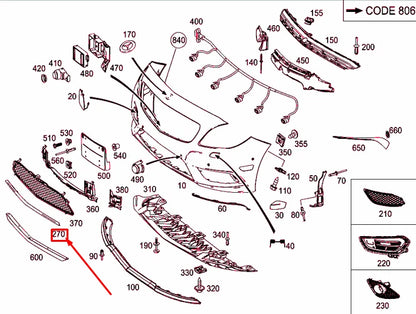 NEW MERCEDES-BENZ CLA C117 FRONT BUMPER TRIM STRIP A1178854900 ORIGINAL