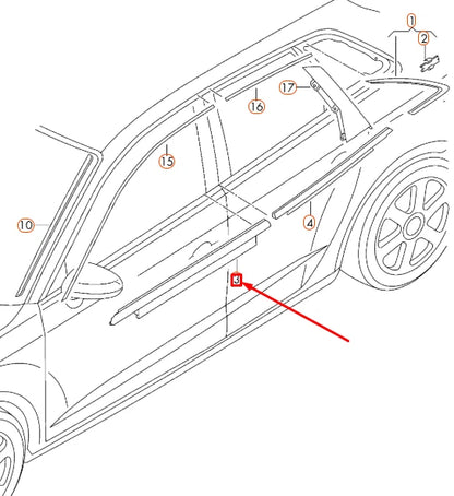 NEW AUDI A3 8V FRONT LEFT DOOR WINDOW SLOT SEAL TRIM STRIP 8V5853283B2ZZ