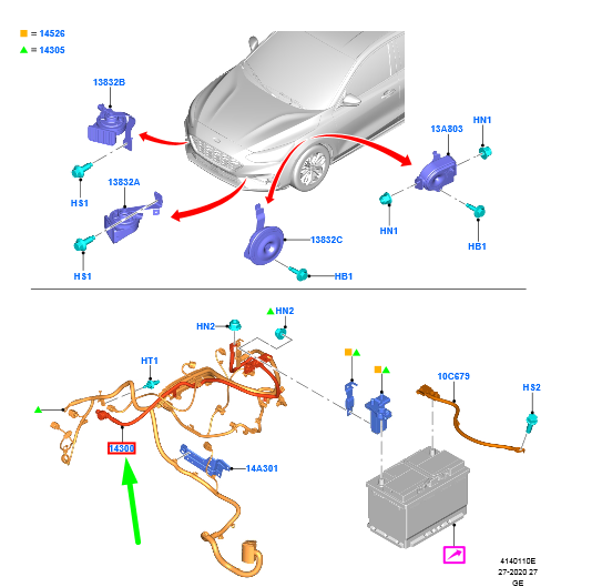 new ford focus mk4 positive battery cable 2519375 kx6t-14b060-gsaf original