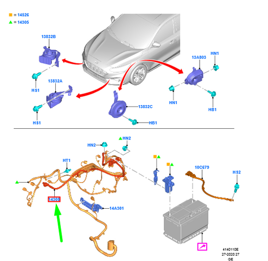 new ford focus mk4 positive battery cable 2519375 kx6t-14b060-gsaf original