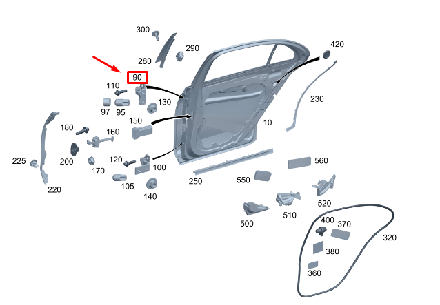 new mercedes-benz s w223 rear right upper door hinge a2237302810 original