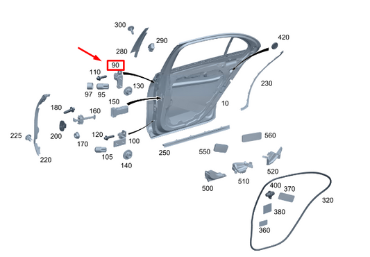 new mercedes-benz s w223 rear right upper door hinge a2237302810 original