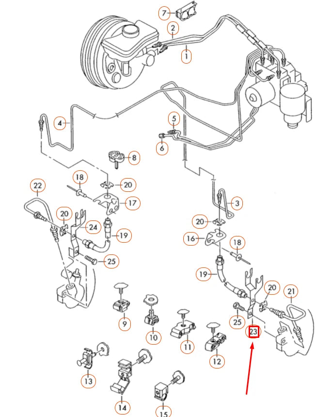 NEW AUDI A4 B7 FRONT LEFT BRAKE HOSE BRACKET 4B0615133G ORIGINAL
