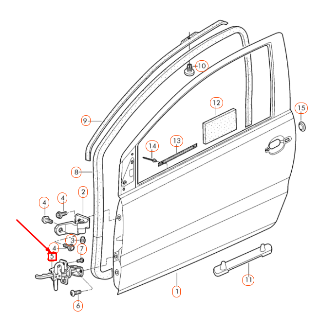 NEW VW FOX 5Z1, 5Z3 FRONT LEFT DOOR CHECK 5Z3837249 ORIGINAL