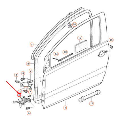 NEW VW FOX 5Z1, 5Z3 FRONT LEFT DOOR CHECK 5Z3837249 ORIGINAL