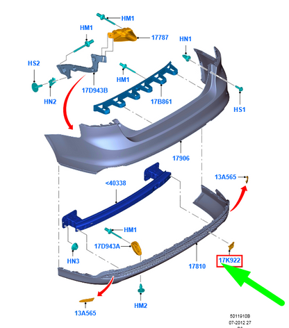 new ford focus c346 mk3 sedan rear bumper tow eye cover 1706261 original