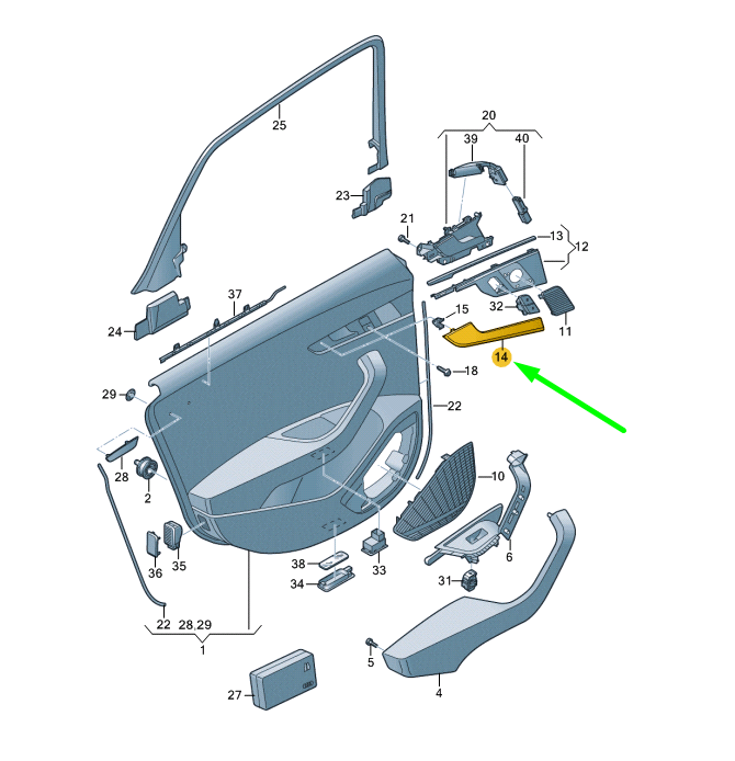 new audi a4 b9 rear left door panel trim insert 8w0867419h1lq original