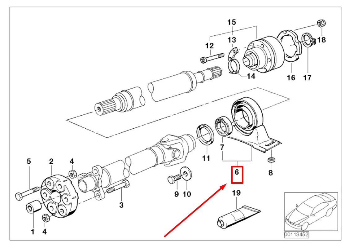 NEW BMW 3 COMPACT E36 DRIVESHAFT CENTER CARRIER 2227278 26122227278 ORIGINAL