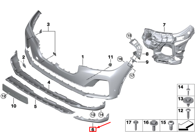 new bmw x7 g07 front left bottom bumper trim 51129450203 original