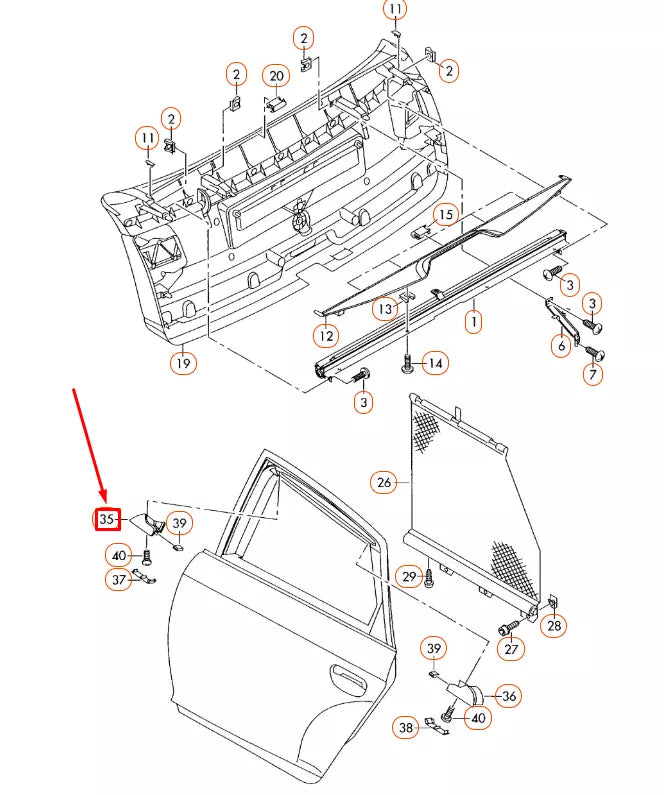 NEW AUDI Q7 4L REAR DOOR GLASS SUNSHADE SUSPENSION LUG 4L08617894PK