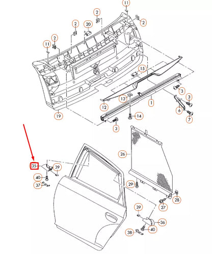 NEW AUDI Q7 4L REAR DOOR GLASS SUNSHADE SUSPENSION LUG 4L08617894PK