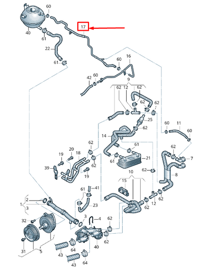 new vw beetle 5c engine expansion tank coolant pipe 1k0122447ht original