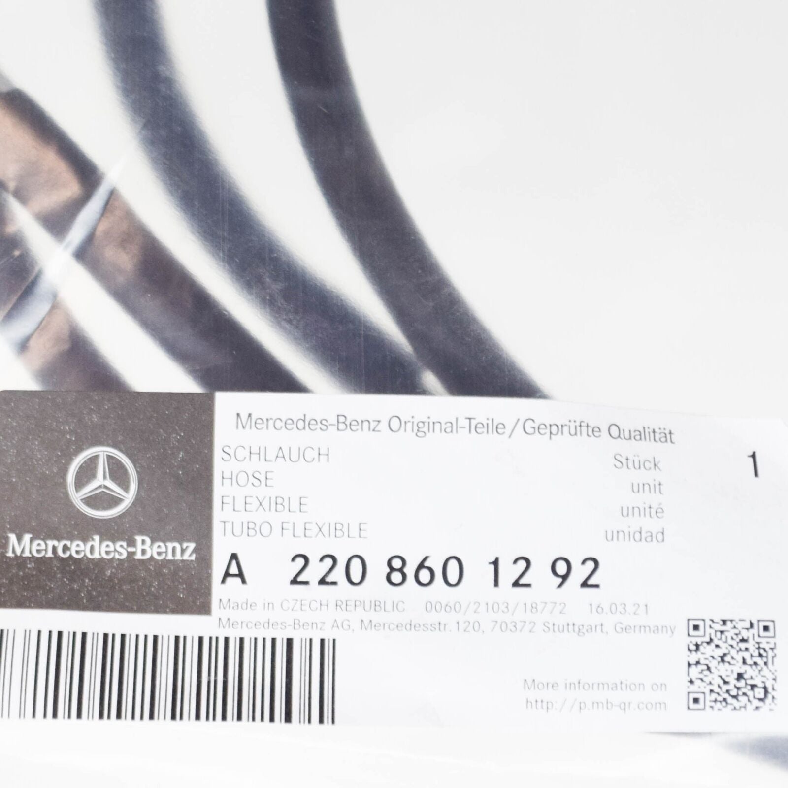 NEW MB CL C215 WINDSHIELD WASHER CONNECTOR HOSE A2208601292 ORIGINAL