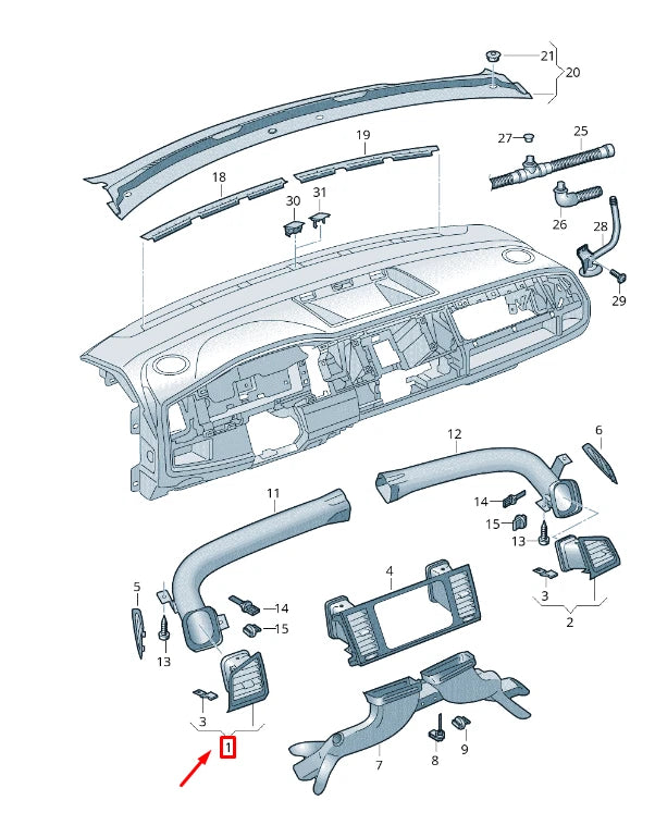 NEW VW TRANSPORTER VI T6 LEFT DASHBOARD AIR VENT RHD 7E6819203HJPA