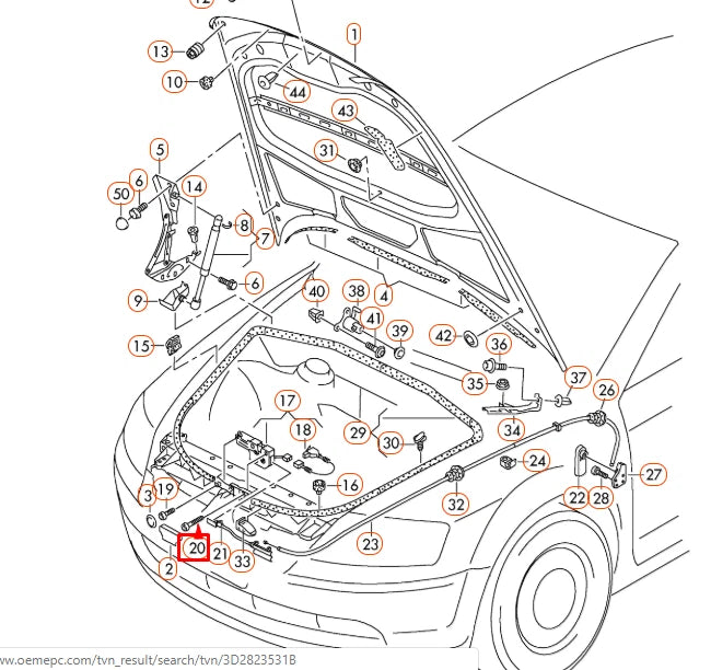 NEW VW PHAETON 3D RELEASE BONNET HOOD LID LOCK CABLE RHD 3D2823531B