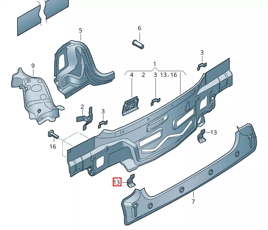 NEW VOLKSWAGEN AMEO REAR LEFT BUMPER BRACKET 6R6813745A