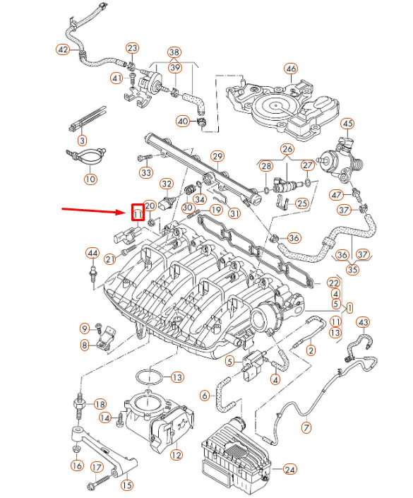 NEW AUDI A1 8X INTAKE MANIFOLD SWING ANGLE SENSOR 06K907386D ORIGINAL