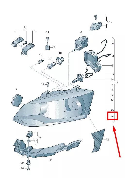NEW VW POLO 6R, 6C HEADLIGHT ADJUSTER REPAIR KIT 6R0998121 ORIGINAL