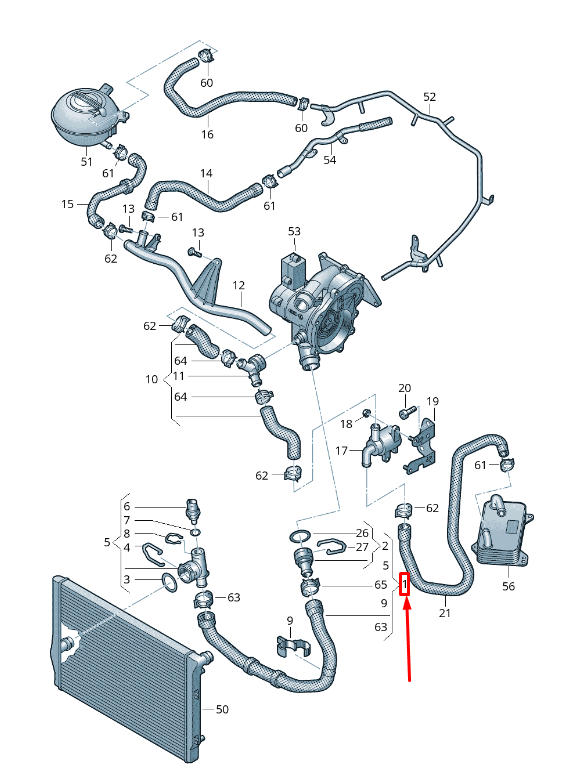 new vw passat b8 3g coolant hose with quick release coupling 3q0122051n original