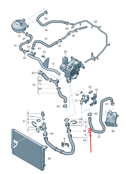 new vw passat b8 3g coolant hose with quick release coupling 3q0122051n original