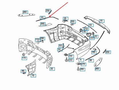 NEW MB CLK C209 REAR BUMPER RIGHT TRIM CHROME A2098850621 2007 ORIGINAL
