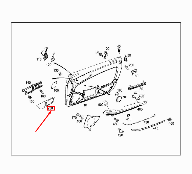new mercedes-benz slk r172 right interior door handle trim a1727203200 original