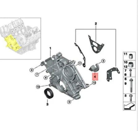 NEW BMW 5 GT F07 ENGINE TIMING CHAIN GUIDE LOWER 11147574373 ORIGINAL