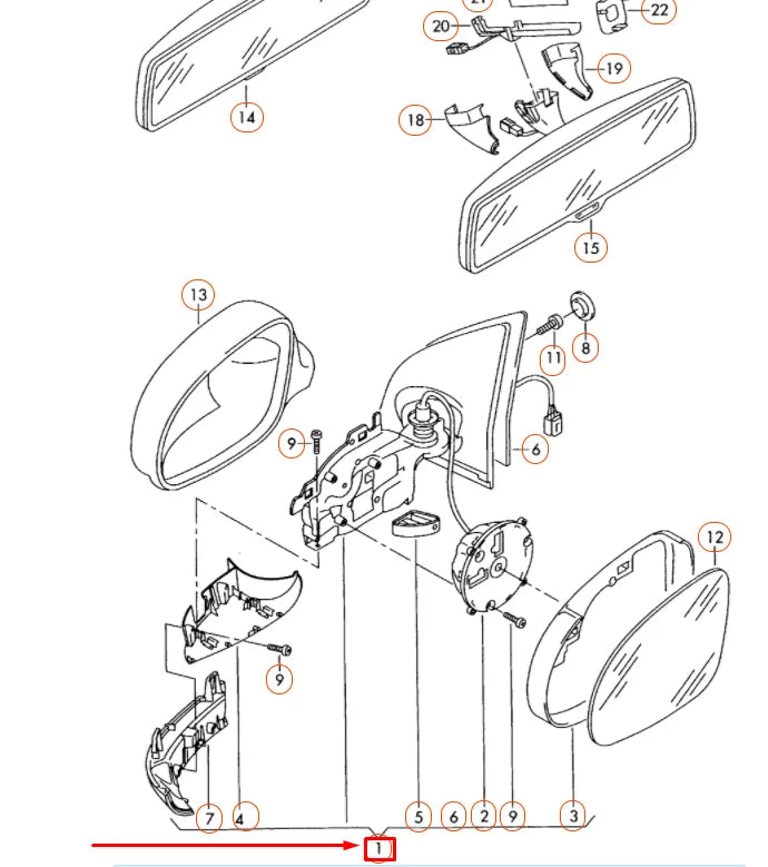NEW VOLKSWAGEN GOLF MK5 FRONT RIGHT DOOR MIRROR LHD 1K1857508CN9B9 ORIGINAL