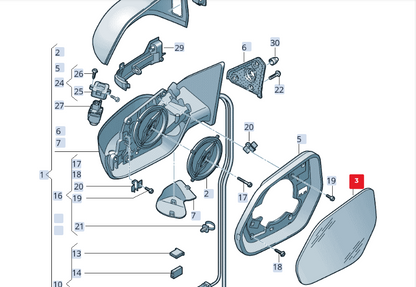 NEW AUDI Q8 4MN FRONT LEFT DOOR MIRROR GLASS 4M8857535F ORIGINAL