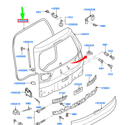 new ford galaxy mk2 luggage compart. door seal 1719792 6m21-u404a06-bf original