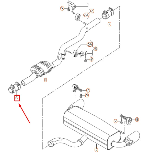 NEW AUDI A1 8X DUAL CLAMP EXHAUST SLEEVE CLIP 1K0253141H ORIGINAL