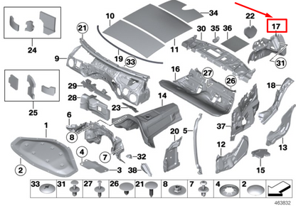 new bmw 2 coupe f22 left trunk sound insulation 7296055 51487296055 original