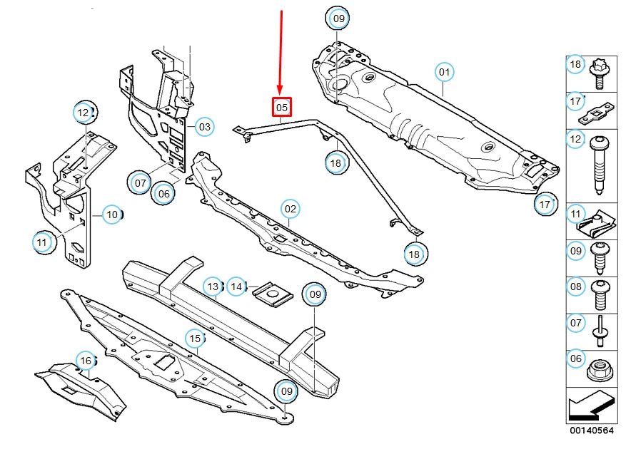 NEW BMW 5 E60 FRONT PANEL V-SUPPORT 51647033745 7033745 ORIGINAL