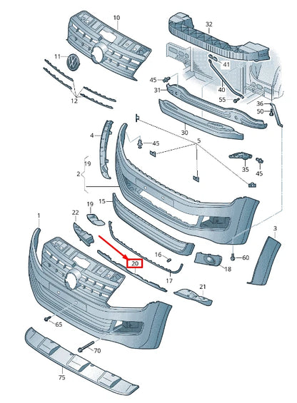 NEW VW AMAROK 2H FRONT CENTER BUMPER SPOILER 2HH8059029B9