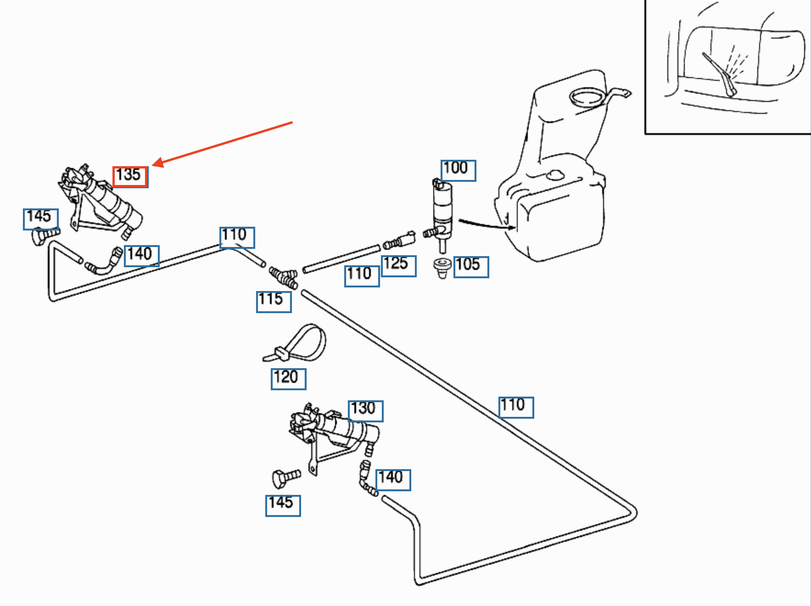 NEW MERCEDES-BENZ CL C215 RIGHT SIDE HEADLIGHT WASHER NOZZLE A2158600247