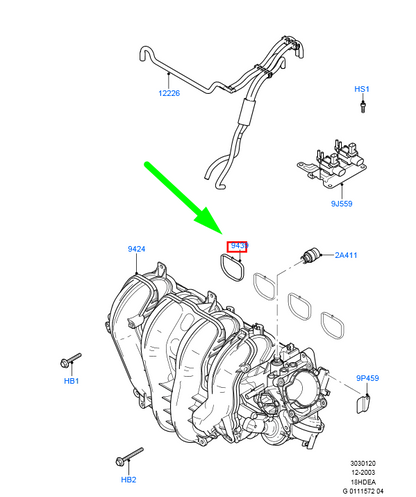 new ford c-max mk1 intake manifold gasket 1s7g-9441-ae 1119284 original