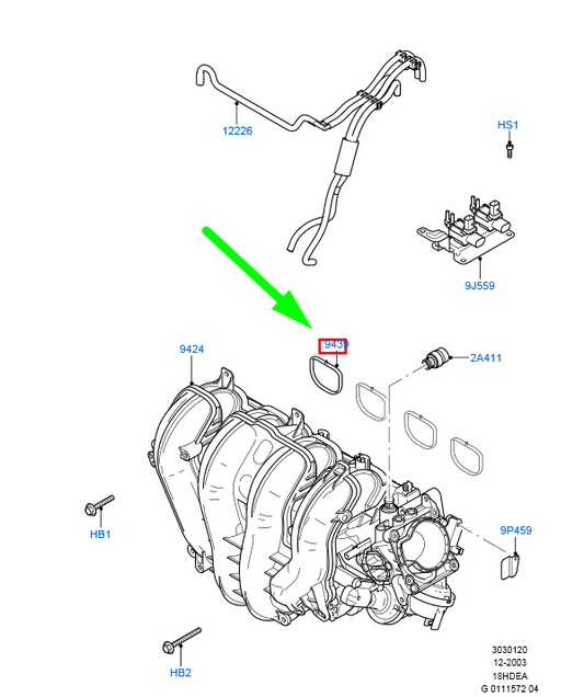 new ford c-max mk1 intake manifold gasket 1s7g-9441-ae 1119284 original