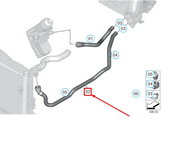 NEW BMW 1 F20 HEATER EXCHANGER RETURN HOSE 64219243891 9243891 ORIGINAL