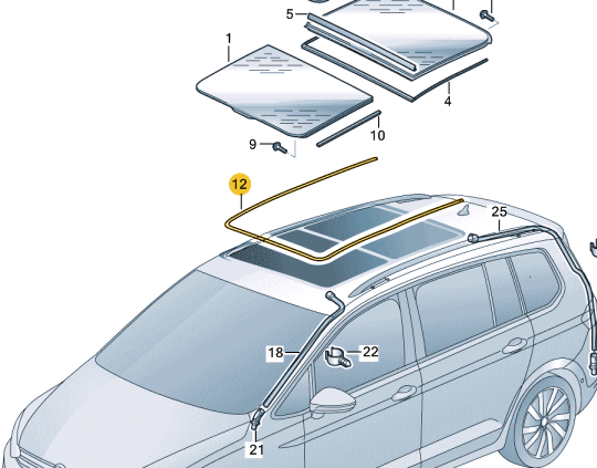 new volkswagen touran 5t inner panoramic roof seal 5ta877439 original