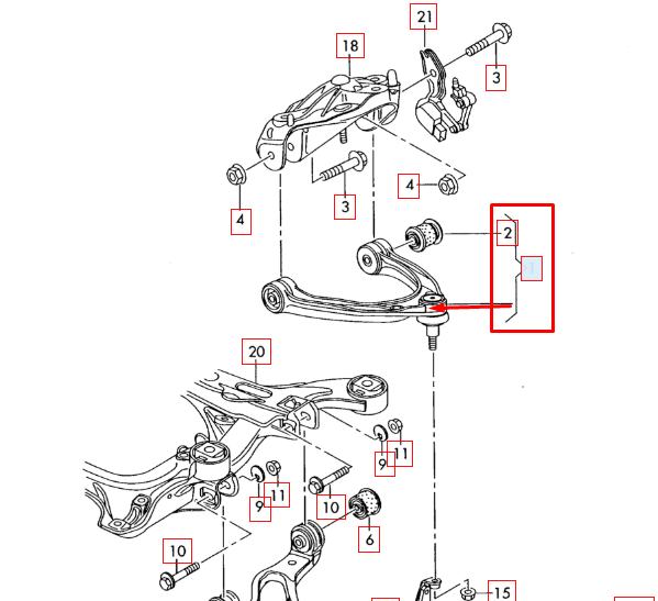new audi q7 4l front left upper control arm 7l0407021b 2015 original